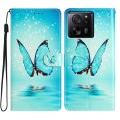 For Xiaomi 13T 5G Colored Drawing Leather Phone Case(Blue Butterfly)