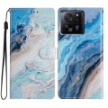 For Xiaomi 13T 5G Colored Drawing Leather Phone Case(Blue Marble)