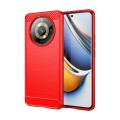 For Realme 11 Pro+ Brushed Texture Carbon Fiber TPU Phone Case(Red)
