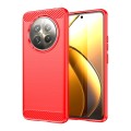 For Realme 12+ 5G Brushed Texture Carbon Fiber TPU Phone Case(Red)
