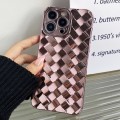 For iPhone 15 Pro Max Retro Weave Texture Electroplating Phone Case(Rose Gold)