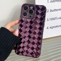 For iPhone 15 Pro Max Retro Weave Texture Electroplating Phone Case(Purple)