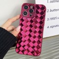 For iPhone 15 Pro Retro Weave Texture Electroplating Phone Case(Rose Red)