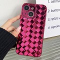 For iPhone 15 Retro Weave Texture Electroplating Phone Case(Rose Red)
