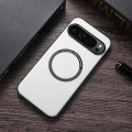 For Google Pixel 9 Magsafe Magnetic Ring Leather Texture Phone Case(White)