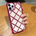 For iPhone 15 Pro 3D Diamond Lattice Laser Engraving Phone Case(Rose Red)