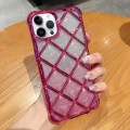 For iPhone 15 Pro Max 3D Diamond Lattice Laser Engraving Glitter Paper Phone Case(Gradient Rose Red)