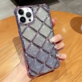 For iPhone 15 Pro Max 3D Diamond Lattice Laser Engraving Glitter Paper Phone Case(Gradient Purple)