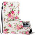 For Motorola Moto G14 Colored Drawing Leather Phone Case(Peonies)