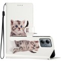 For Motorola Moto G14 Colored Drawing Leather Phone Case(Little Tabby Cat)