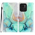 For Motorola Edge 40 Colored Drawing Leather Phone Case(Green Marble)