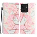 For Motorola Edge 40 Colored Drawing Leather Phone Case(Pink Marble)