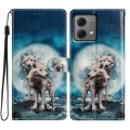 For Motorola Moto G84 5G Colored Drawing Leather Phone Case(Twin Wolves)