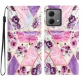 For Motorola Moto G84 5G Colored Drawing Leather Phone Case(Purple Marble)