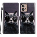 For Motorola Moto G32 Colored Drawing Leather Phone Case(Sunglasses Cat)