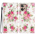 For Motorola Moto G32 Colored Drawing Leather Phone Case(Peonies)