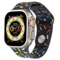 Rainbow Raindrops Silicone Watch Band For Apple Watch Ultra 49mm(Black)