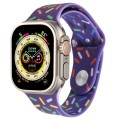 Rainbow Raindrops Silicone Watch Band For Apple Watch Ultra 49mm(Dark Purple)