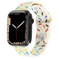 Rainbow Raindrops Silicone Watch Band For Apple Watch 8 41mm(Beige)