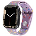 Rainbow Raindrops Silicone Watch Band For Apple Watch 8 45mm(Light Purple)