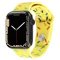Rainbow Raindrops Silicone Watch Band For Apple Watch 8 45mm(Yellow)