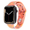 Rainbow Raindrops Silicone Watch Band For Apple Watch 7 41mm(Orange)