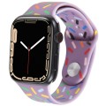 Rainbow Raindrops Silicone Watch Band For Apple Watch 7 45mm(Light Purple)