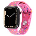 Rainbow Raindrops Silicone Watch Band For Apple Watch 7 45mm(Rose Red)