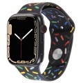 Rainbow Raindrops Silicone Watch Band For Apple Watch SE 2022 44mm(Black)