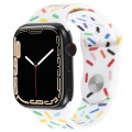 Rainbow Raindrops Silicone Watch Band For Apple Watch SE 44mm(White)