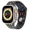 Rainbow Raindrops Silicone Watch Band For Apple Watch SE 2023 44mm(Black)