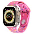 Rainbow Raindrops Silicone Watch Band For Apple Watch 9 45mm(Rose Red)