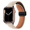 For Apple Watch 8 41mm Folding Buckle Rhombus Leather Watch Band(Starlight)