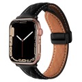 For Apple Watch 4 40mm Folding Buckle Rhombus Leather Watch Band(Black)