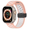 For Apple Watch Ultra 49mm Magnetic Buckle Silicone Watch Band(Pink White)