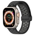 For Apple Watch Ultra 49mm Magnetic Buckle Silicone Watch Band(Black Grey)