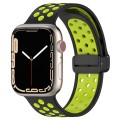For Apple Watch 8 41mm Magnetic Buckle Silicone Watch Band(Black Limes)