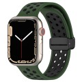 For Apple Watch 5 40mm Magnetic Buckle Silicone Watch Band(Army Green Black)