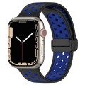 For Apple Watch 4 44mm Magnetic Buckle Silicone Watch Band(Black Blue)