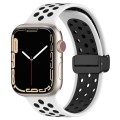 For Apple Watch 2 38mm Magnetic Buckle Silicone Watch Band(White Black)