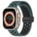 For Apple Watch SE 2023 40mm Magnetic Buckle Silicone Watch Band(Olive Black)