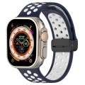 For Apple Watch Ultra 2 49mm Magnetic Buckle Silicone Watch Band(Navy White)