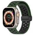 For Apple Watch Series 9 45mm Magnetic Buckle Silicone Watch Band(Army Green Black)