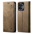 For Honor 100 Denim Texture Flip Leather Phone Case(Khaki)