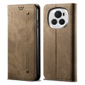 For Honor Magic6 Denim Texture Flip Leather Phone Case(Khaki)