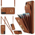 For Samsung Galaxy S24+ 5G Rhombic Texture Card Bag Phone Case with Long Lanyard(Brown)