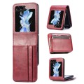 For Samsung Galaxy Z Flip5 Solid Color Gloss PU Wallet Back Phone Case(Red)