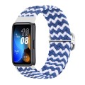 For Huawei Band 8 Nylon Braided Buckle Watch Band(Blue White)