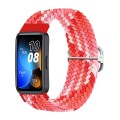 For Huawei Band 8 Nylon Braided Buckle Watch Band(Colorful Red)