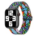 For Apple Watch 8 41mm Painted Pattern Nylon Replacement Watch Band(Geometric Rainbow)